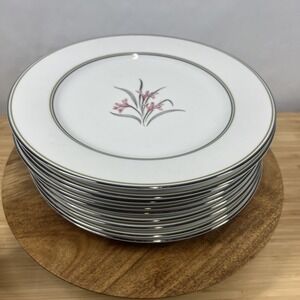 Noritake China Kent 5422 Dinner Plates Set of 9‎ Pink Floral Japan Vintage